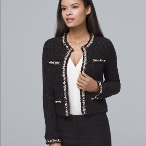 White House FAUX PEARL-DETAIL SWEATER JACKET